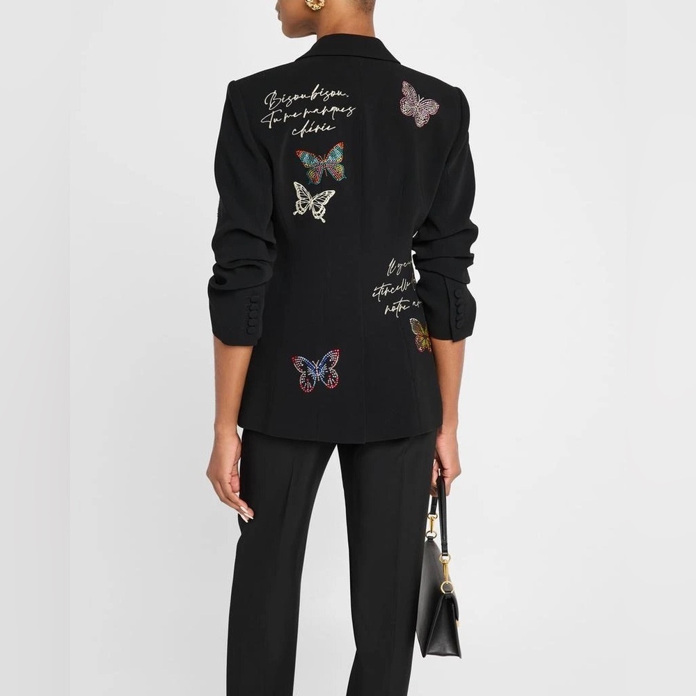 Cinq à Sept butterfly, love letter, scrunched cayenne, blazer, Elegant Black - Picture 4 of 16